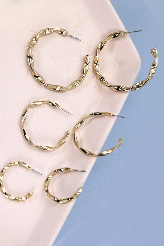 Twist Hoop Earrings Set